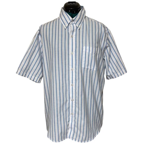 Men's Croft & Barrow Striped Button-Down White Dress Shirt Cotton Blend Size L - Picture 3 of 16